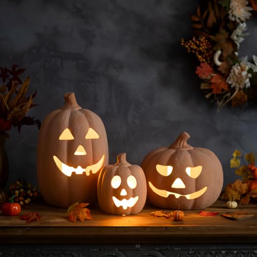 Small Terracotta Pumpkin Halloween Decor - 7.5 Inch Jack O Lantern, Handcrafted Fall Table Accent - Variation of THIS listing