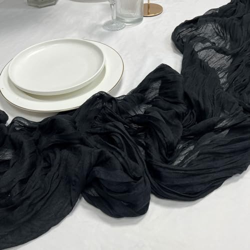 Black Cheesecloth Table Runner 3 Pack - 13.3ft Long, Elegant Wedding Decor