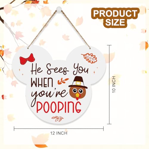 Thanksgiving Bathroom Sign - He Sees You When You're Pooping - Fall Decor - Thankful Variation