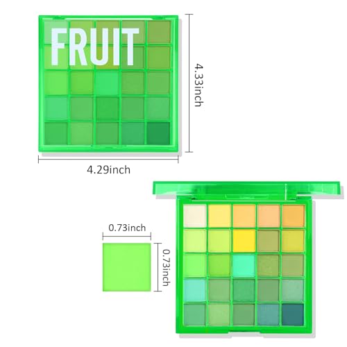 25 Colors Eyeshadow Palette - Green Variation, Highly Pigmented, Long-Lasting & Blendable Makeup for Day & Night