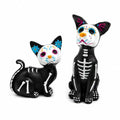 Day of the Dead Cat & Dog Skeleton Figurines Set - Halloween & Día de los Muertos Decor