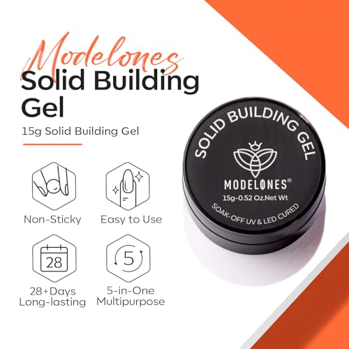 Solid Nail Builder Gel - Milky White 3D Sculpting Gel for Nails, 15g - Modelones