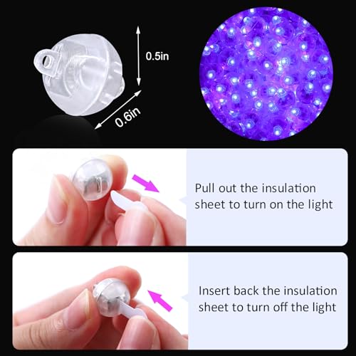 Mini Purple LED Balloon Lights 50PCS Waterproof Battery-Powered Decor