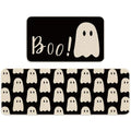 Halloween Ghost Kitchen Rugs Set of 2 Non-Slip Floor Mats - Spooky Black Boo Decor