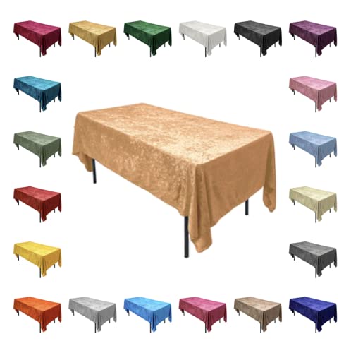 Velvet Rectangular Tablecloth - 60 x 102 Inch Plush Linen for Weddings & Events - Plum, 60x102