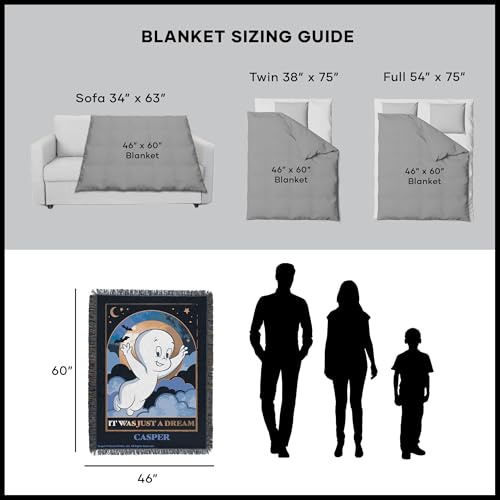 Casper the Ghost Dream World Night Sky Tapestry Throw - Spooky Wall Hanging, Bed & Couch Decor, 48x60 Inches - Variation of Casper the Ghost Dream World Night Sky