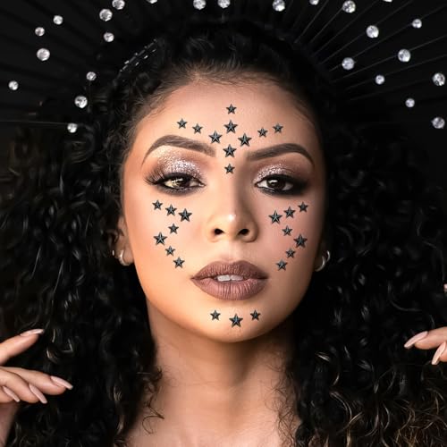 Self-Adhesive Face Gems Star Rhinestones for Makeup & Festival - Black 04