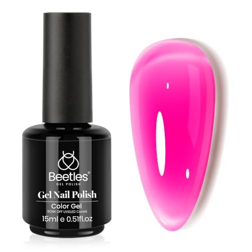 Beetles Neon Hot Pink Gel Nail Polish - Vibrant Night Variation 15ML