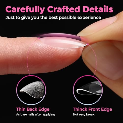 Extra Short Oval Nail Tips - 216pcs Clear Fake Nails for Beginners