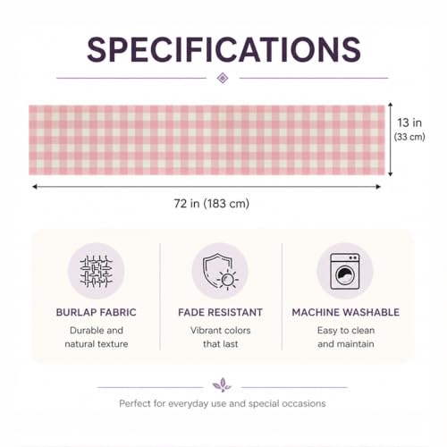 Pink Buffalo Plaid Table Runner 13x72 Inch Easter Gingham Farmhouse Home Decor