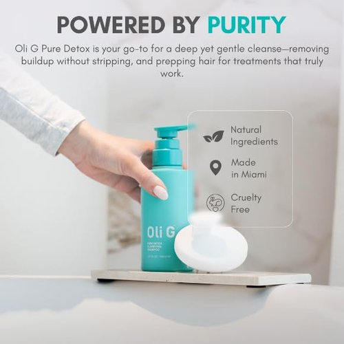 Oli G Pure Detox Clarifying Shampoo 10.1 fl oz / 300 ml – Deep Cleansing Shampoo with Lemon Extract – Build-Up Removing, Scalp-Refreshing & Prep-Boosting Formula for All Hair Types