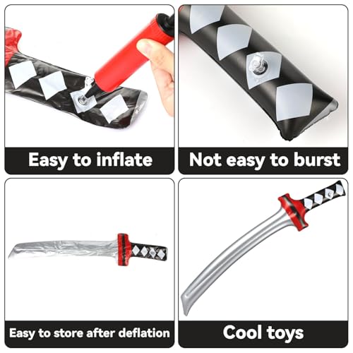 Karate Party Favor Set with Inflatable Swords Headbands Bracelets for Kids Boys Girls