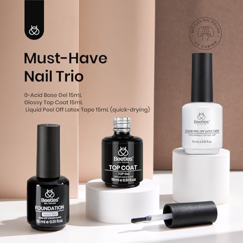 Beetles No Wipe Gel Nail Top Coat & Base Coat Liquid Latex Set 3 Pcs - N-Clear-3