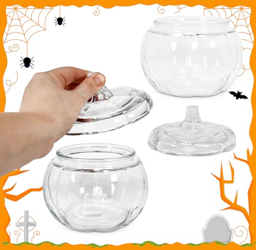Glass Pumpkin Cookie Jar 36 oz with Lid - Decorative Food Storage Container