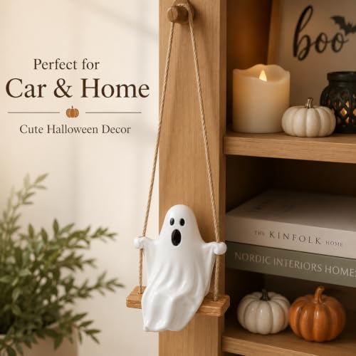 Halloween Ghost Car Ornament - Swinging Resin Hanging Decoration - Style 2