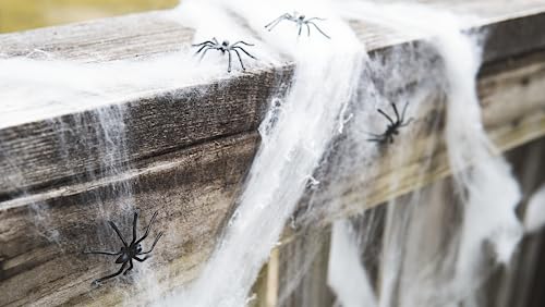Halloween Spider Web Decoration Extra Large 1500 Sq Feet with Plastic Spiders