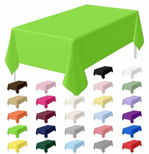 Disposable Lime Green Rectangle Tablecloth 54x108 Inches - 2 Pack, Waterproof Party Cover