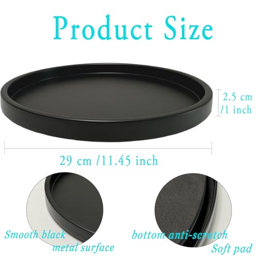 Black Metal Candle Tray 11.5 Inch Decorative Serving Tray for Wedding & Home