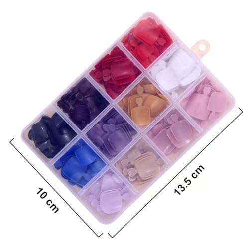 Press On Toenails Short Square Fake Nails Solid Color with Design - 12 Packs, Reusable Acrylic Manicure