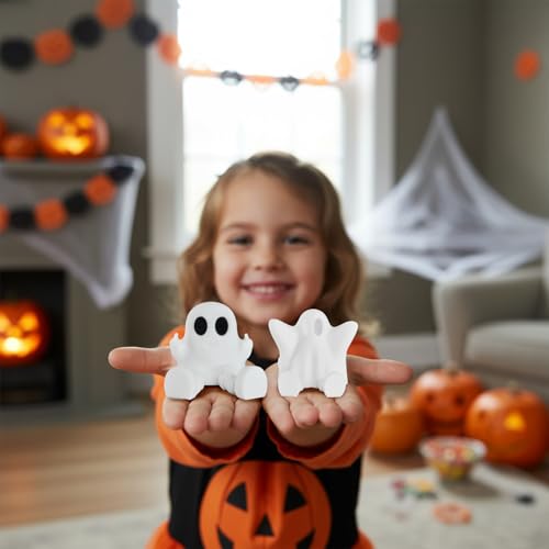 Halloween Ghost Figurine Decor with Chain Legs - Spooky Indoor Home Office Decorations