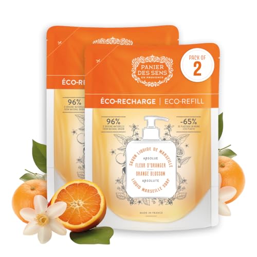 Panier des Sens Orange Blossom Liquid Hand Soap Refill 34 fl oz - Moisturizing & Eco-Friendly, 2-Pack
