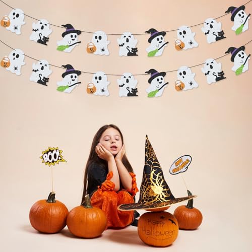 Halloween Ghost Boo Garland Banner for Party Decorations, Home Decor