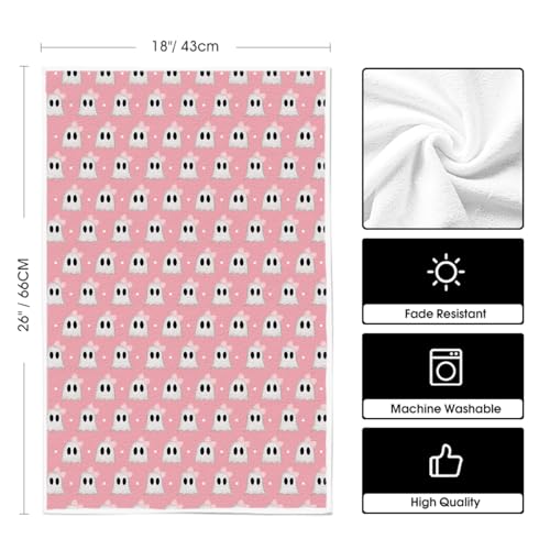 Pink Ghost Halloween Kitchen Towels Set of 2 - 18x26 Inch Artoid Mode