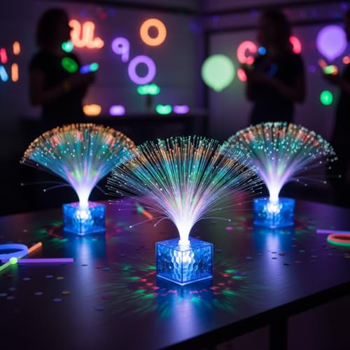 16 Pcs Mini Fiber Optic Lamps - 6 Inch Color-Changing Party Favors