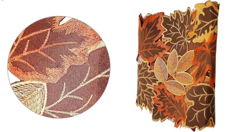 Autumn Fall Embroidered Leaves Table Runner 13x70 Inch for Thanksgiving Halloween Dining Decor