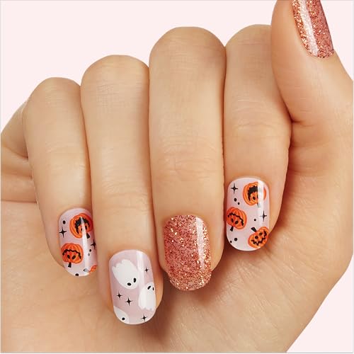 Semi-Cured Gel Nail Strips - Happy Haunting - Long Lasting & Chip Resistant - 4-Piece Manicure Set