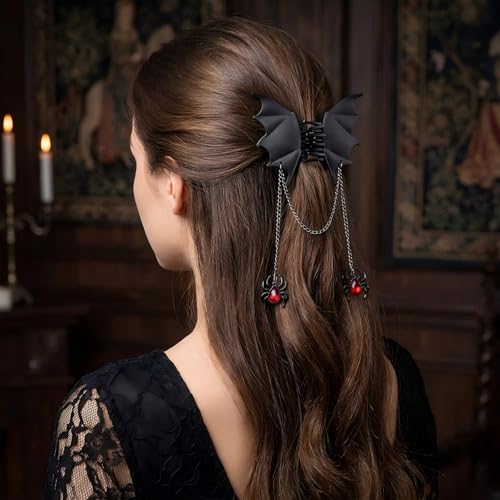 Halloween Bat Claw Hair Clips with Spider Decorations - Metal Costume Accessories