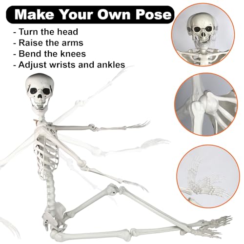 6FT Posable Skeleton Decoration for Halloween Indoor Outdoor - Weatherproof Halloween Prop