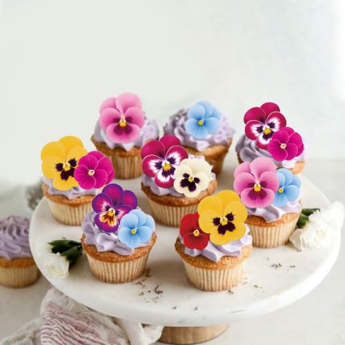Edible Flower Cupcake Toppers 64 Pack for Hawaiian & Wedding Themes - Variation 15