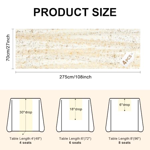 Rose Gold 4-Pack 10FT Glitter Table Runners for Weddings & Parties