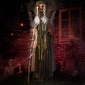 Animated 69-Inch Talking Witch Halloween Prop with Sound & Light-Up Eyes