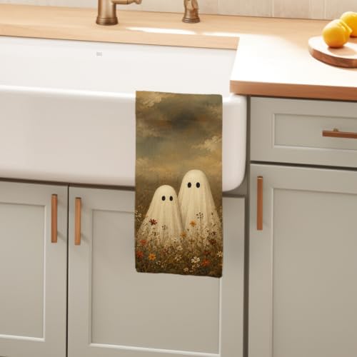 Ghost Farmhouse Halloween Kitchen Hand Towels 16x24in - Ghost-1