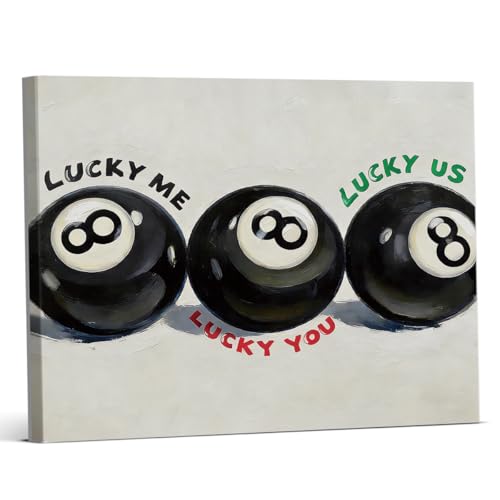 YeleY Black 8 Ball Canvas Wall Art - Billiards Game Room Decor - Variation Ball-01