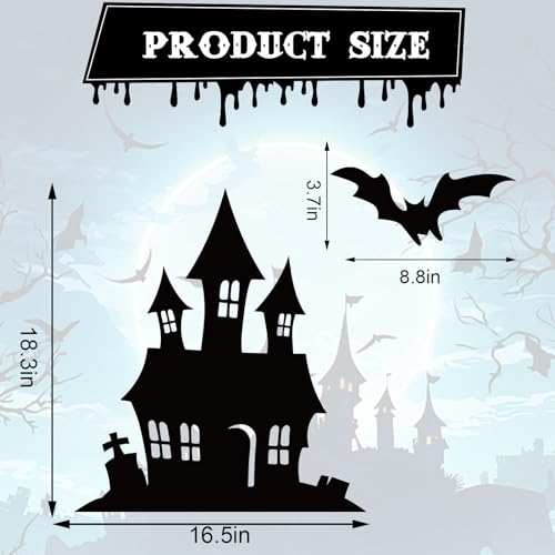 Halloween Garage Door Magnets Set - Black Witch Bat Spider Star Castle Decorations