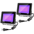 2 Pack 100W UV LED Black Light Flood Lights IP66 Waterproof for Parties & Stage