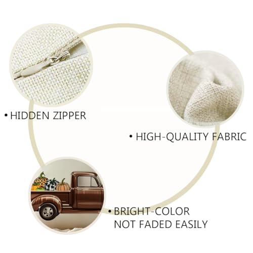 Coffee 2-Pack Fall Pumpkin Truck Throw Pillow Covers 18x18 Inches Farmhouse Decor