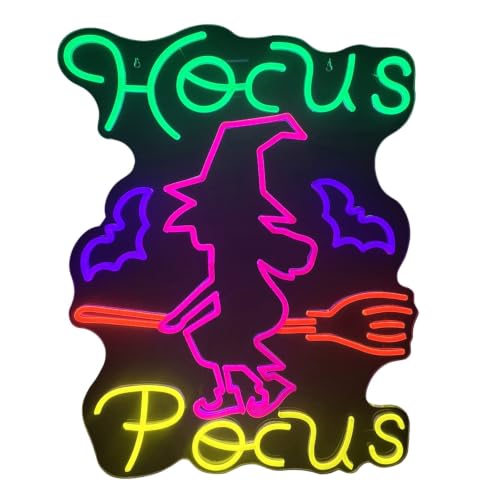 LED Witch Wall Decoration - Halloween Neon Broomstick Light