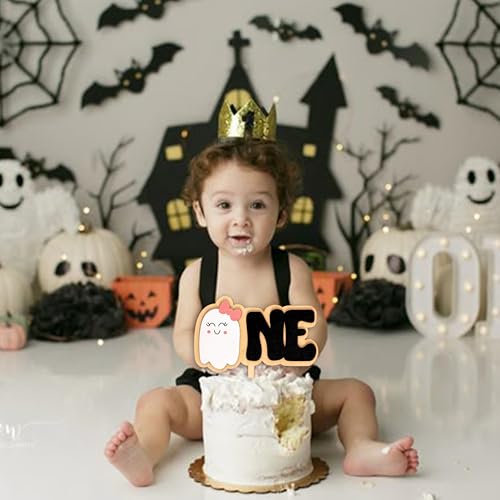 Ghost Cake Topper for Halloween & First Birthday - Spooky One Variation