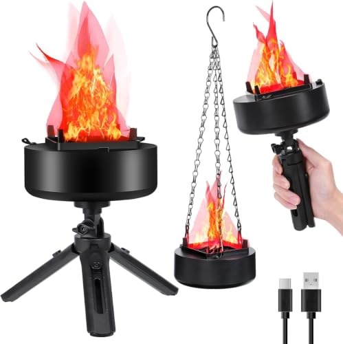13in Triangle Flame Fake Fire Light USB Rechargeable Campfire Decor