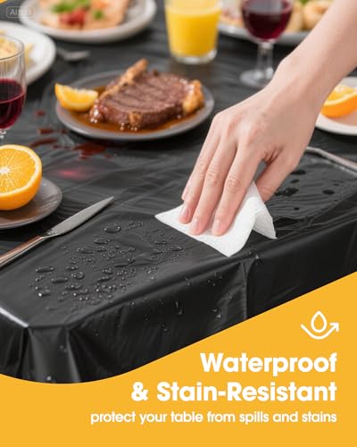 Niuara Black Plastic Tablecloth - 54x108 Inches, 24 Pack for 6FT Tables, Waterproof & Disposable