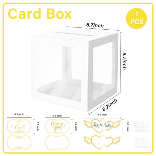 White Card Box Transparent Wedding Gift Card Box with 6 Cards - Variation of THIS listing