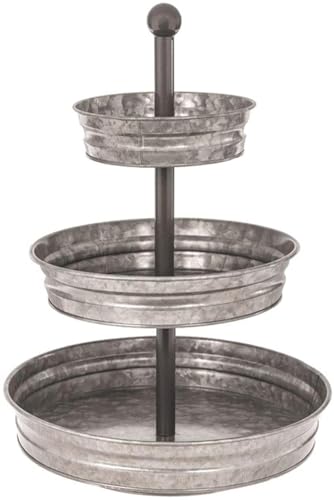 WallCharmers Galvanized Metal 3-Tier Serving Tray - 18 Inch Kitchen Decor
