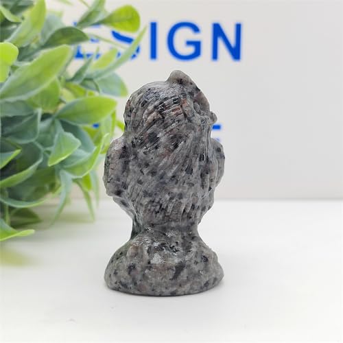 Yooperlite Owl Skull Crystal Figurine Hand Carved Natural Stone Reiki Healing Decor - Black Owl Skull with Fluorescent Glow - 2.3 Inch