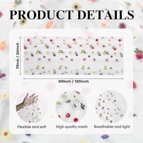 Embroidery Daisy Gauze Table Runner 28 x 120 Inch - 6 Pack Ivory