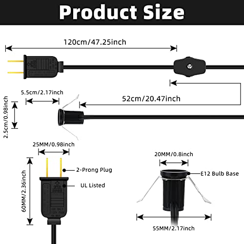 Enhon 6ft LED Light Bulb Accessory Cord with On/Off Switch - 6 Pack (Variation 6)