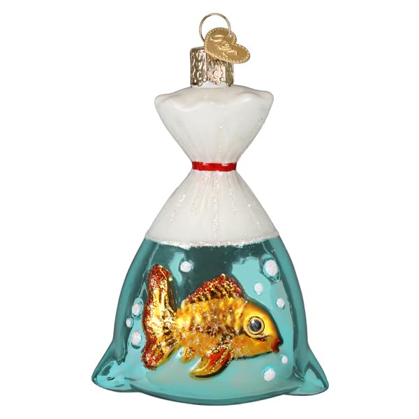 Goldfish in a Bag Holiday Glass Ornament for Christmas Tree - Handcrafted Pet Collection